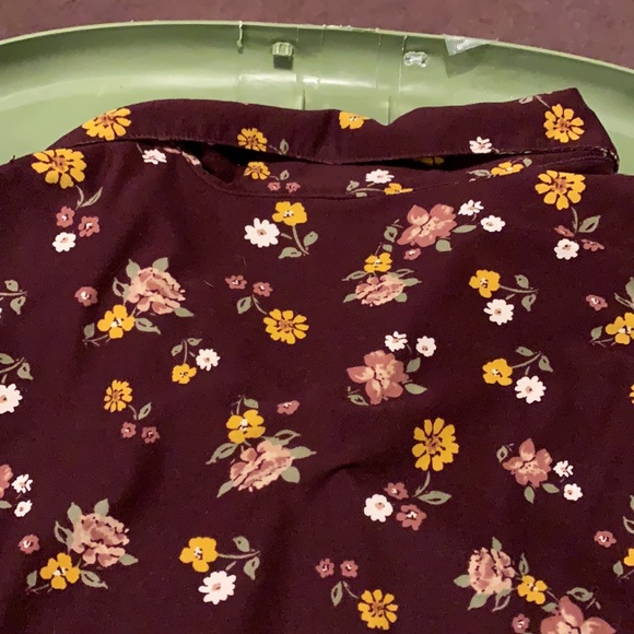 Maroon Flower Print Dress - Picture 3 of 6